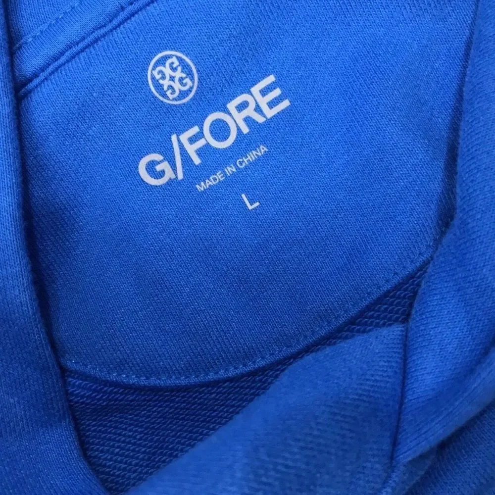 G/FORE French Terry Blue Logo Pullover Hoodie LARGE Golf Summer Tour‎ NWT…